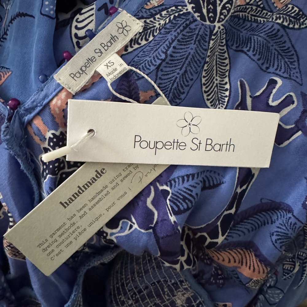 🆕 POUPETTE ST BARTH ✨ Bessie mini dress blue Leo forest | Sz XS - Picture 5 of 7